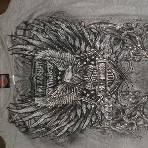 Harley-Davidson long sleeve rinestone top